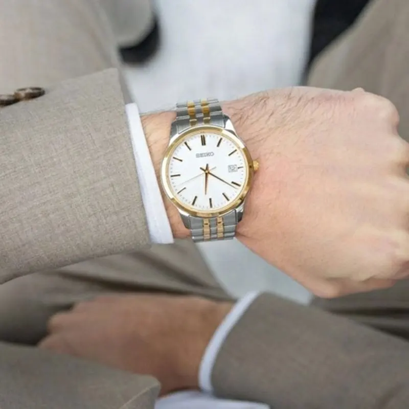 Seiko Classic Silver Dial Two-tone Men's Watch- SUR402P1